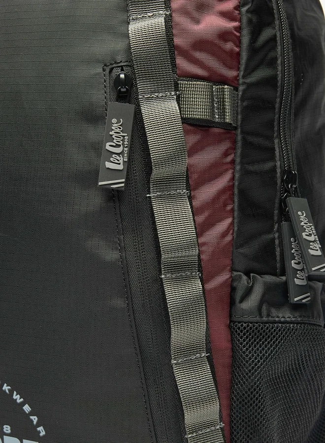 Lee Cooper Men's Logo Print Backpack with Adjustable Straps and Zip Closure