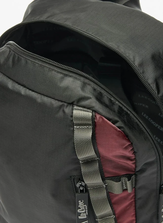 Lee Cooper Men's Logo Print Backpack with Adjustable Straps and Zip Closure