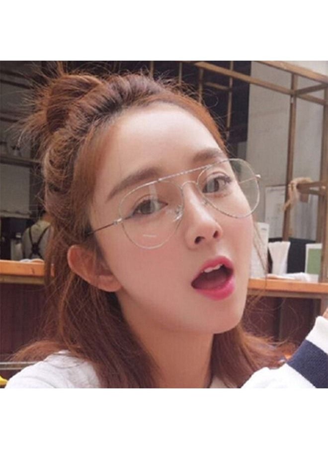 Generic - Aviator Reading Glasses Retro Style Reduce Eye Strain Anti Glare Clear Lens Video Gaming Eyeglasses Men and Women Women's Aviator Eyeglass Frames Silver frame - Image 1