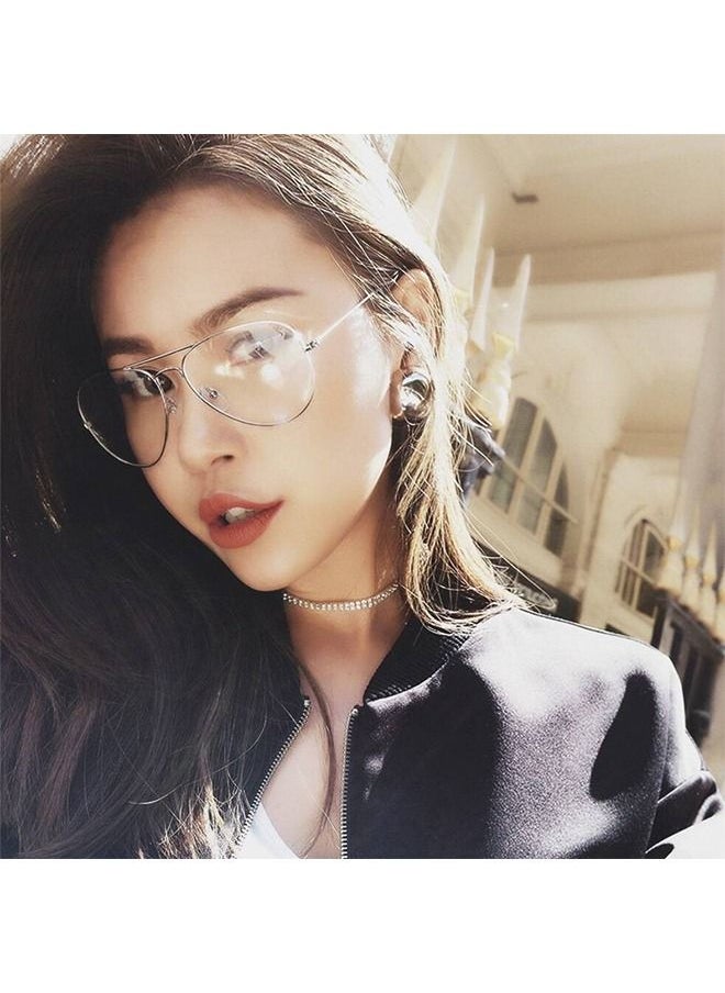 Generic - Aviator Reading Glasses Retro Style Reduce Eye Strain Anti Glare Clear Lens Video Gaming Eyeglasses Men and Women Women's Aviator Eyeglass Frames Silver frame - Image 1