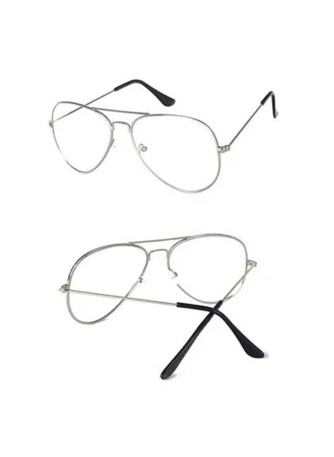 Generic - Aviator Reading Glasses Retro Style Reduce Eye Strain Anti Glare Clear Lens Video Gaming Eyeglasses Men and Women Women's Aviator Eyeglass Frames Silver frame - Image 1