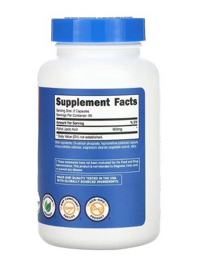 Nutricost حمض ألفا ليبويك 600 ملغ 120 كبسولة 300 ملغ لكل كبسولة - Image 2