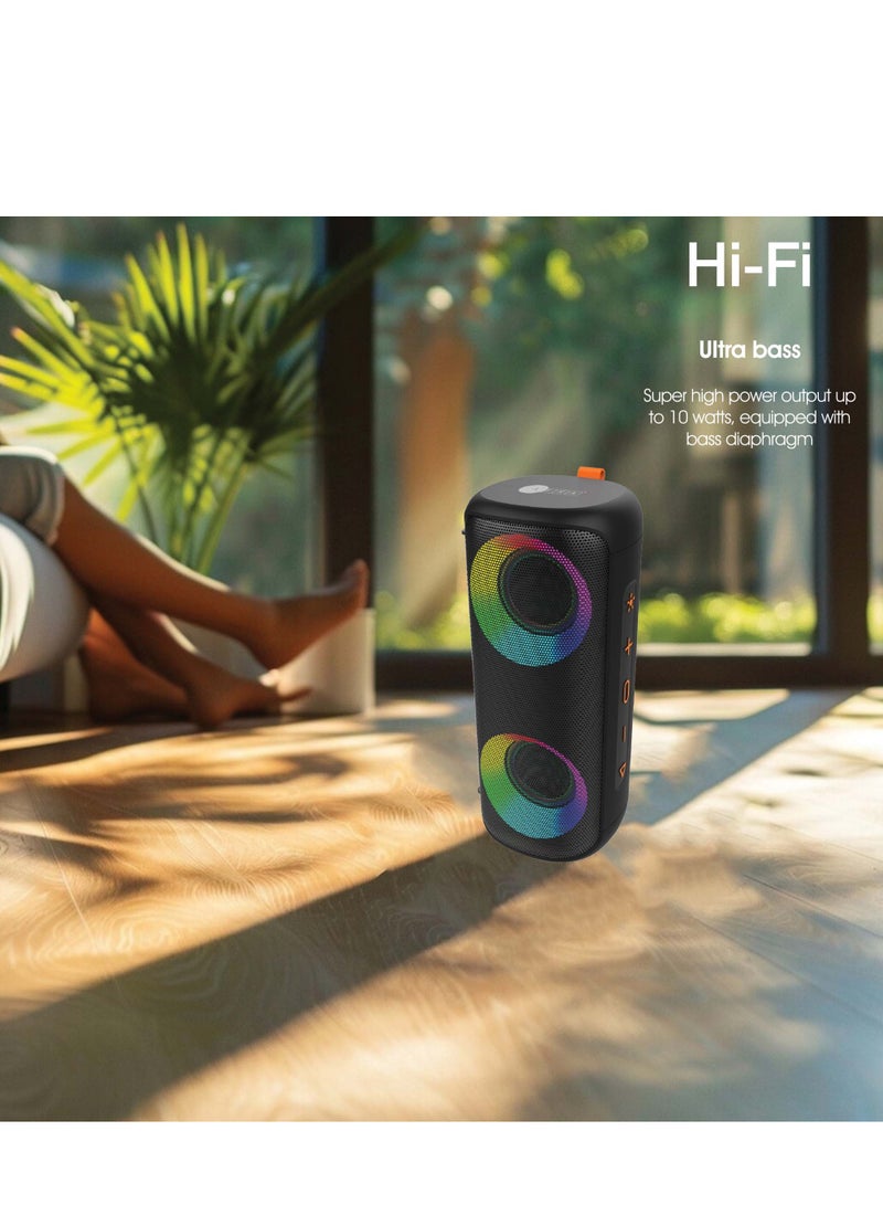 AFRA AFRA Bluetooth Speaker, 12watts, Black, Plastic Body, Ultra Bass, Rgb Light Show, Ipx4 Waterpoorf, 3.7v/3000Mah Rechargeable Battery, AF-0012BSBK, 2 Years Warranty.  - Image 4
