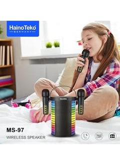 Haino Teko MS97 Bluetooth Wireless Speaker with Wireless Mic – Original High-Quality Sound, Portable Speaker for Parties, Karaoke, Outdoor Events, and Home Use, Perfect for Music, Singing, and Entertainment  - Image 3