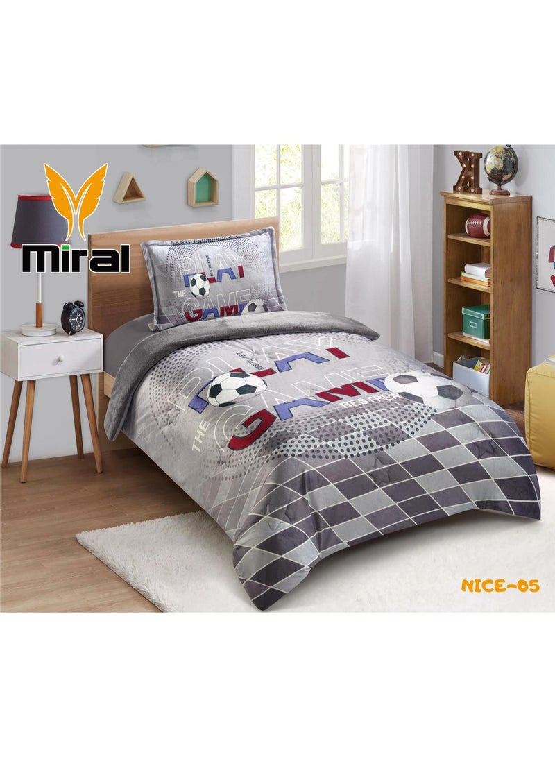 Miral Luxury Winter Comforter Set, Soft Velvet Face & Warm Fur Face, 3 Pcs - Cartoon Prints - Duvet Size 160x210 cm - Image 1