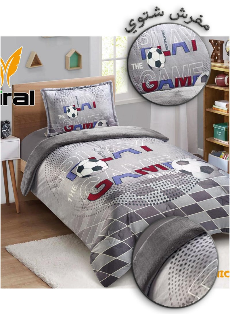 Miral Luxury Winter Comforter Set, Soft Velvet Face & Warm Fur Face, 3 Pcs - Cartoon Prints - Duvet Size 160x210 cm - Image 5
