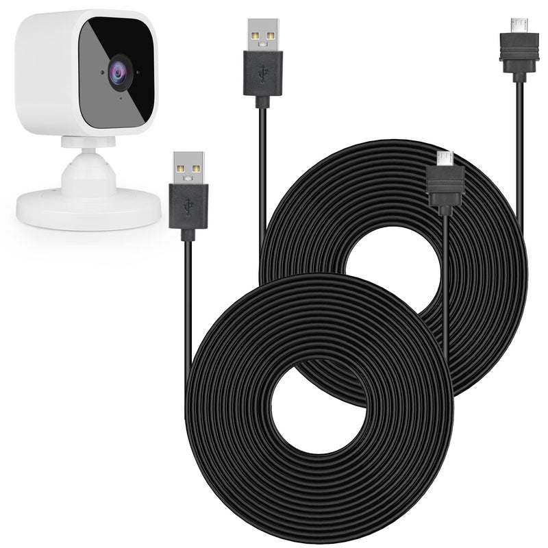 ALERTCAM 2Pack 25ft/7.5m Charger Cable for Blink Mini and Blink Mini Pan-Tilt, Extension USB Cable Continuously Power Your Camera (Plug and Camera are Not Included) - Black - Image 1