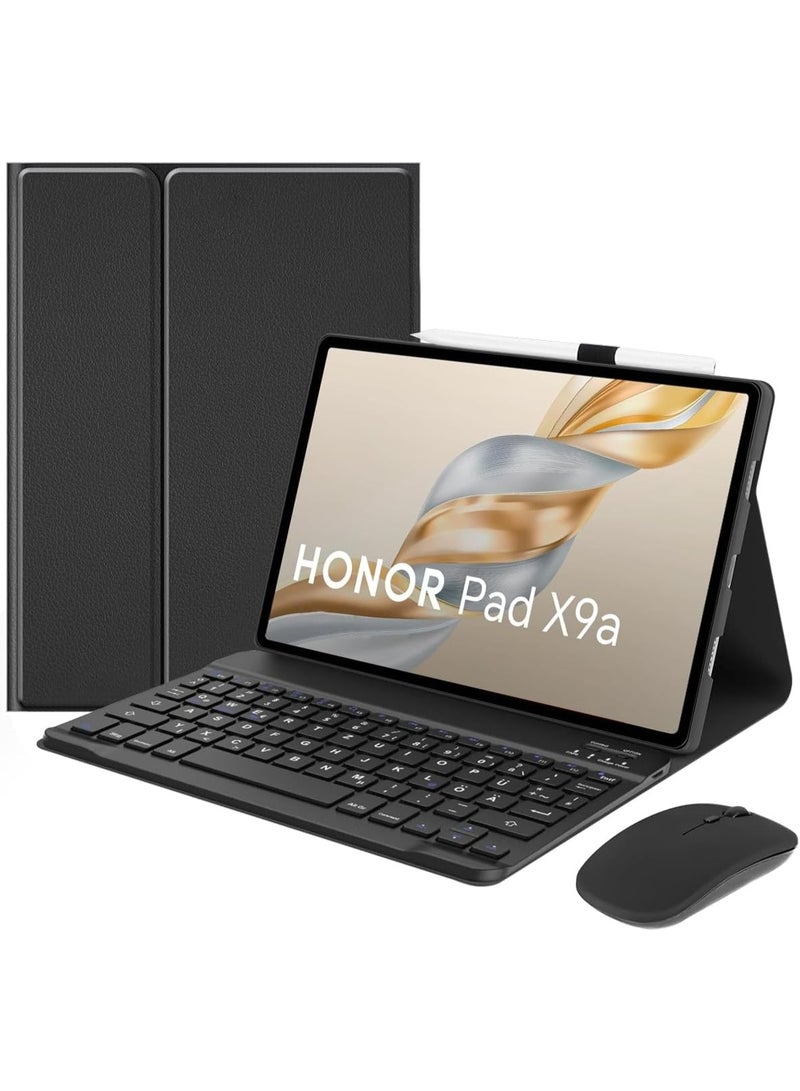 حافظة لوحة مفاتيح باللغتين العربية والإنجليزية مع ماوس لجهاز Honor Pad X9a مقاس 11.5 بوصة (طراز 2025)، قابلة للفصل ومغناطيسية وقابلة لإعادة الشحن، غطاء حافظة لوحة مفاتيح بلوتوث مع ماوس بلوتوث لاسلكي - Image 1