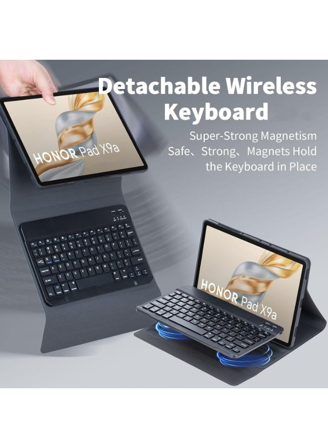 حافظة لوحة مفاتيح باللغتين العربية والإنجليزية مع ماوس لجهاز Honor Pad X9a مقاس 11.5 بوصة (طراز 2025)، قابلة للفصل ومغناطيسية وقابلة لإعادة الشحن، غطاء حافظة لوحة مفاتيح بلوتوث مع ماوس بلوتوث لاسلكي - Image 3