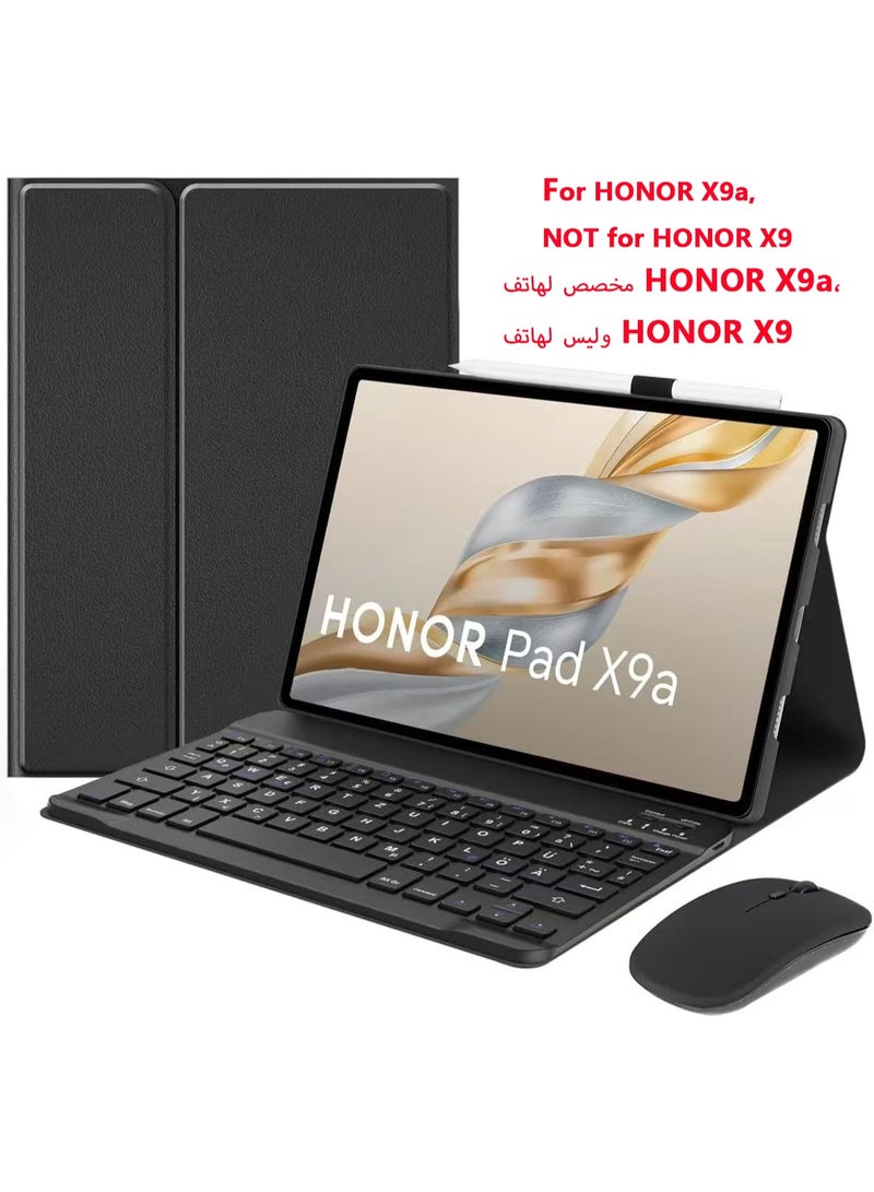 حافظة لوحة مفاتيح باللغتين العربية والإنجليزية مع ماوس لجهاز Honor Pad X9a مقاس 11.5 بوصة (طراز 2025)، قابلة للفصل ومغناطيسية وقابلة لإعادة الشحن، غطاء حافظة لوحة مفاتيح بلوتوث مع ماوس بلوتوث لاسلكي - Image 1