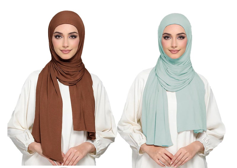 ICW Women's UV Protection Light Weight Jersey Cotton Summer Scarf Stoles Shawl head scarves for girls Dn03 (Pack of 2) (COLOUR7) - Image 5