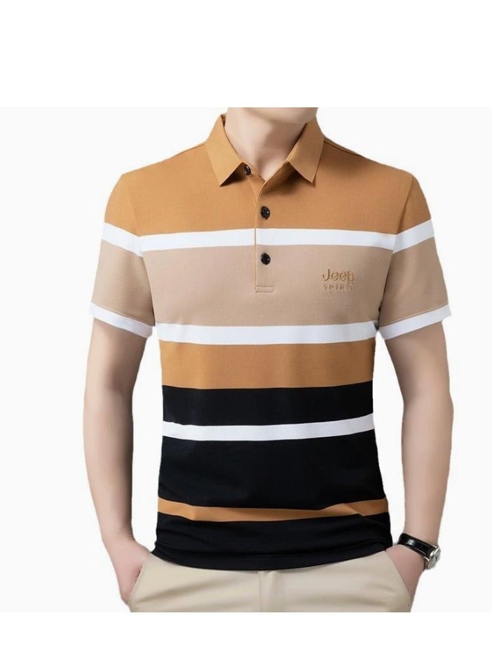 Jeep Striped Slim Fit Lapel Fashion POLO Shirt - Image 2
