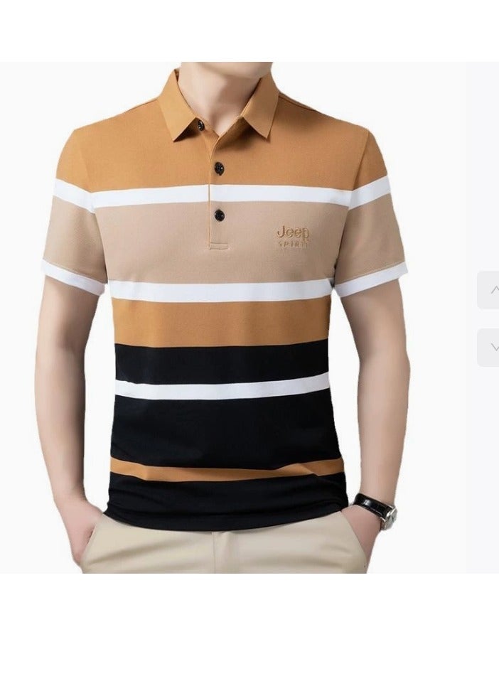 Jeep Striped Slim Fit Lapel Fashion POLO Shirt - Image 4