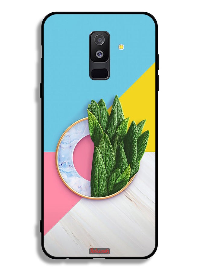 Tolwak Samsung Galaxy A6 Plus (2018) Protective Case Cover Leaves Abstract Pattern - Image 1