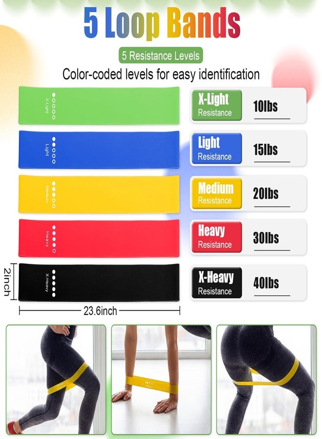 Soulchen 8 Pcs Hip Core System Loop Resistance Workout Bands Elastic Exercise Bands for Workout to Stretch Strengthen Training Legs Glute Arm Exercise Equipment for Women Men - Image 2
