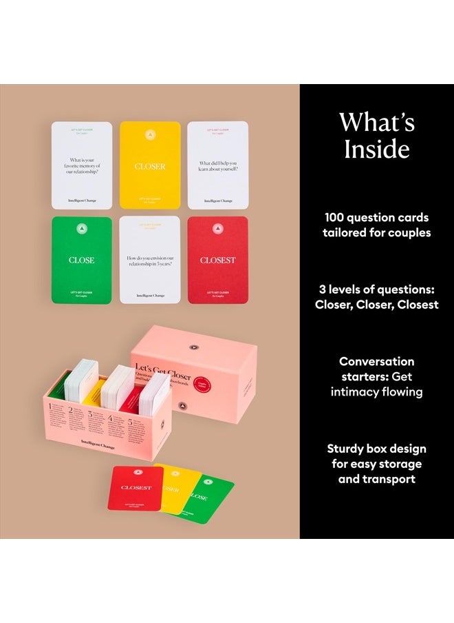 Intelligent Change Get Closer Conversation Cards for Couples, Intimacy Deck Card Game, Fun Date Night Ideas, 100 Icebreaker Couple Questions to Strengthen Bonds and Relationships  - Image 3