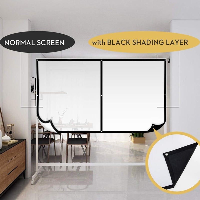 NIERBO Double Layer Projector Screen 100 inch 16:9 Portable Projection Movie Screen 3D with No Light Transmission for Home Theater Outdoor Indoor Office with 15 Nails No Crease - Image 3