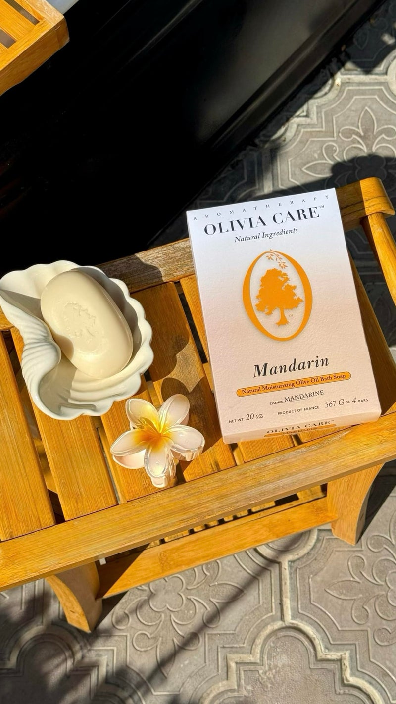 Olivia Care Bath & Body Bar Mandarin Soap 4 Pack Gift Box Organic, Vegan & Natural Contains Olive Oil Repairs, Hydrates, Moisturizes & Deep Cleans Good for Sensitive Dry Skin Made in USA - Image 4