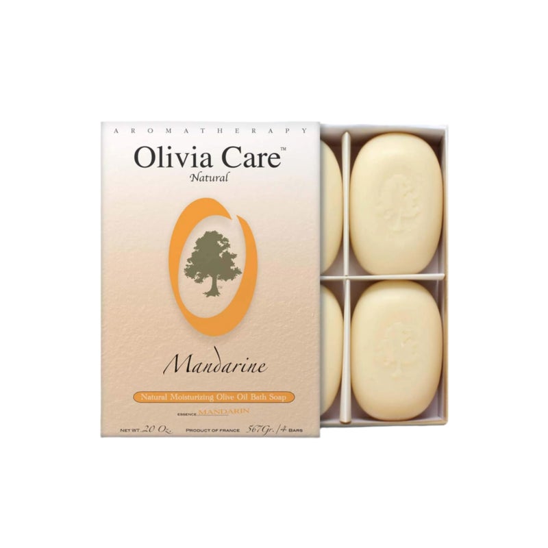 Olivia Care Bath & Body Bar Mandarin Soap 4 Pack Gift Box Organic, Vegan & Natural Contains Olive Oil Repairs, Hydrates, Moisturizes & Deep Cleans Good for Sensitive Dry Skin Made in USA - Image 1