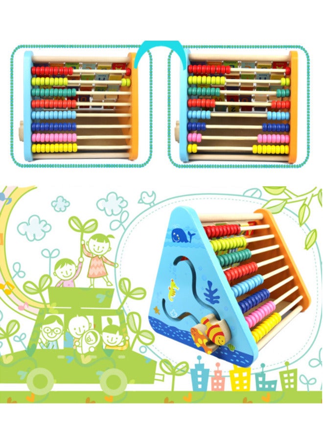 Educational Activity Cube Abacus - Wooden Alphabet Blocks Abacus Clock - Activity Cube for Toddlers 5 in 1-Wooden Activity Toys for Babies Learning-Wooden Toys for 1 Year to 3 year Old - Image 3