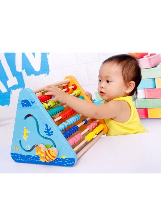Educational Activity Cube Abacus - Wooden Alphabet Blocks Abacus Clock - Activity Cube for Toddlers 5 in 1-Wooden Activity Toys for Babies Learning-Wooden Toys for 1 Year to 3 year Old - Image 4
