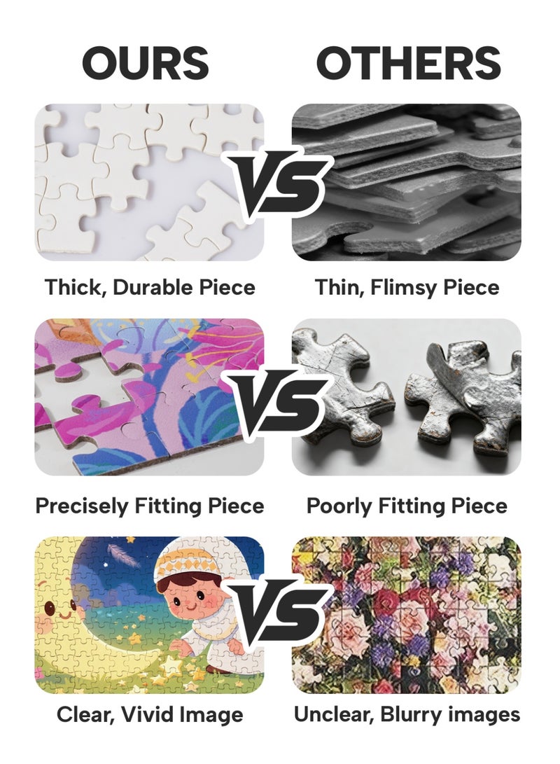 GALADUNE 300 Pieces Puzzles Jigsaws for Adults&Kids Stress Relief Toy, Unique Perfectly-Fitting Pieces, Ideal Gift for Ramadan Birthday New Year, Star-Picking Boy - Image 5