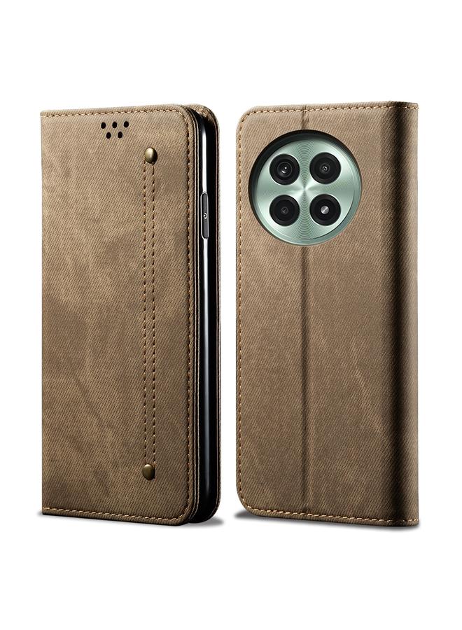 اس-توب جراب لهاتف OnePlus 13 من الجلد بتصميم كاجوال وملمس جينز قابل للطي أفقيًا - Image 1