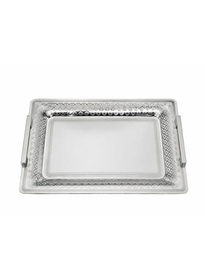 اليكس ميتال وورك طقم صواني  قطعتين صغير (36 × 25.5) كبير (44.5 × 32)- فضي - Image 2