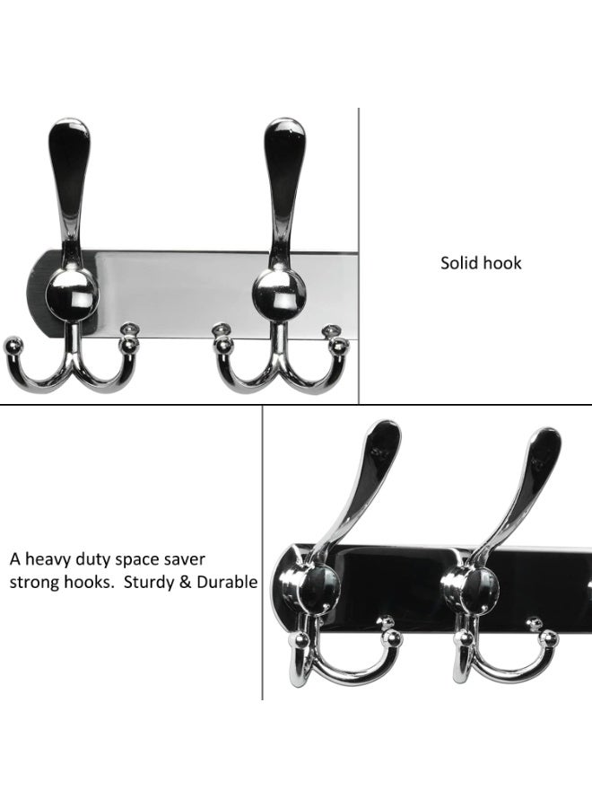 Wall Mounted Coat Rack, 42cm Stainless Steel Hook Rack with 5 Double Hooks, Heavy Duty Clothes Hanger for Entryway, Bathroom, Bedroom (2 Pack) - Image 4
