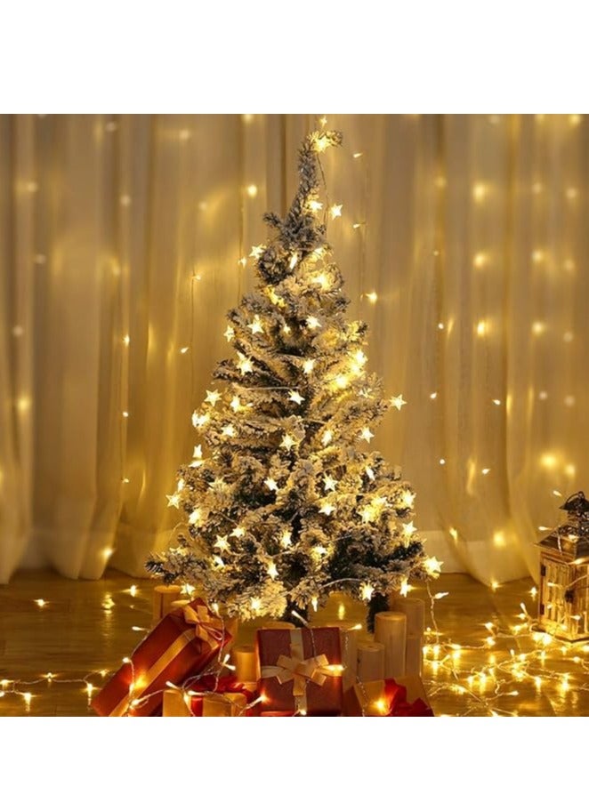 20 LED Star String Lights 3m Christmas Lights Christmas Decorations Christmas Tree Ornaments Battery Operated for Indoor and Outdoor, Party, Wedding and Holiday Decorations Warm White - Image 1
