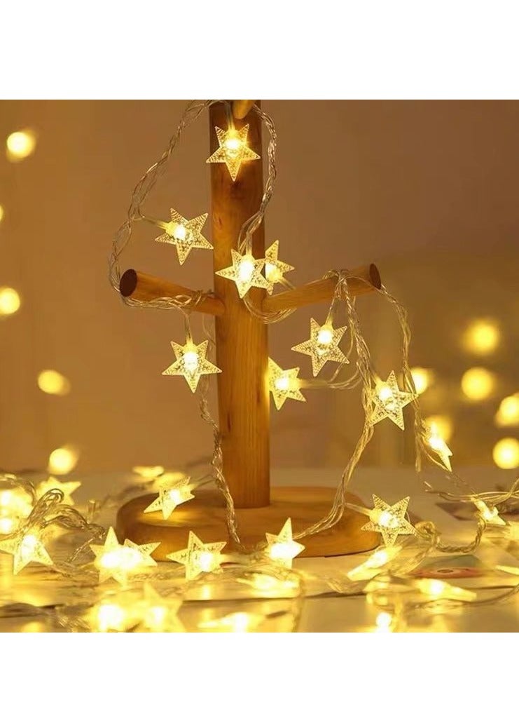 20 LED Star String Lights 3m Christmas Lights Christmas Decorations Christmas Tree Ornaments Battery Operated for Indoor and Outdoor, Party, Wedding and Holiday Decorations Warm White - Image 2