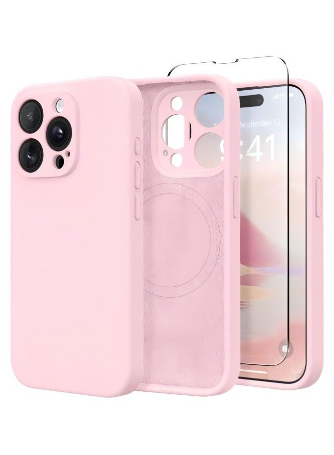 SUYDANBOX Magnetic for iPhone 15 Pro Max Case Compatible with MagSafe [Full Camera Protection][Screen Protector] Silicone Shockproof Protective Phone Case for iPhone 15 Pro Max 6.7" Pink - Image 1