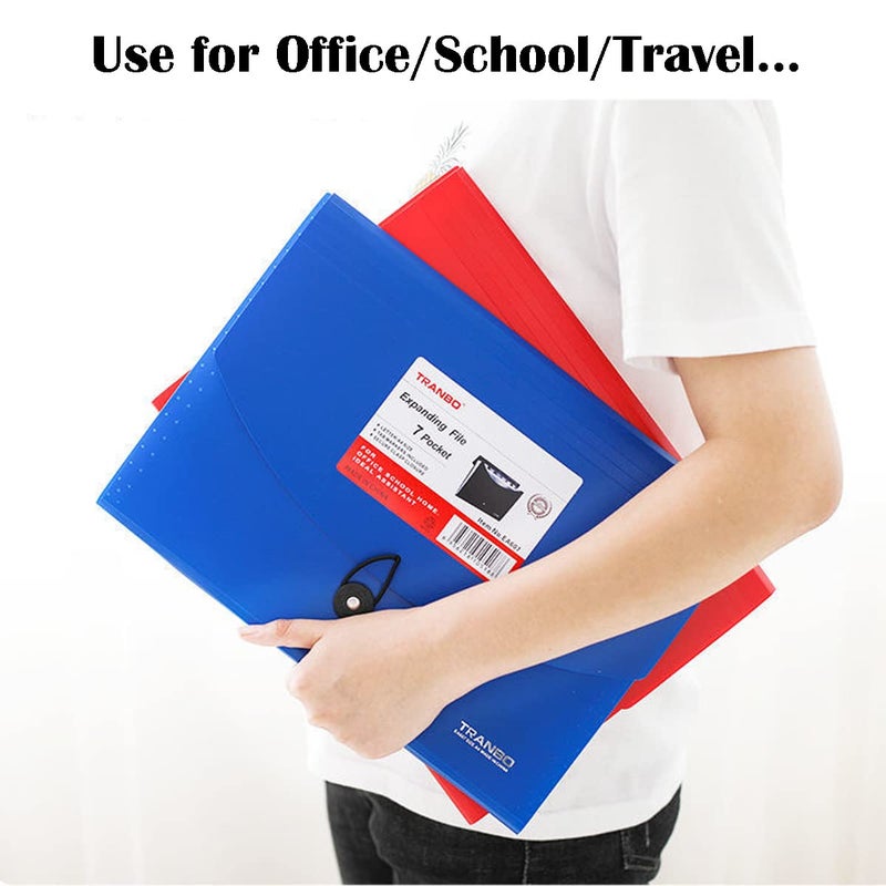 TRANBO 4 Pack 7 Pockets Accordion File Organizer, TRANBO Letter Size/A4 Expanding File Folder with Index Tabs, Expandable Plastic Document Organizer for Business Travel School Office Home - Image 5