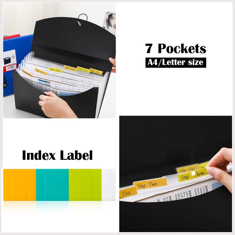 TRANBO 4 Pack 7 Pockets Accordion File Organizer, TRANBO Letter Size/A4 Expanding File Folder with Index Tabs, Expandable Plastic Document Organizer for Business Travel School Office Home - Image 2