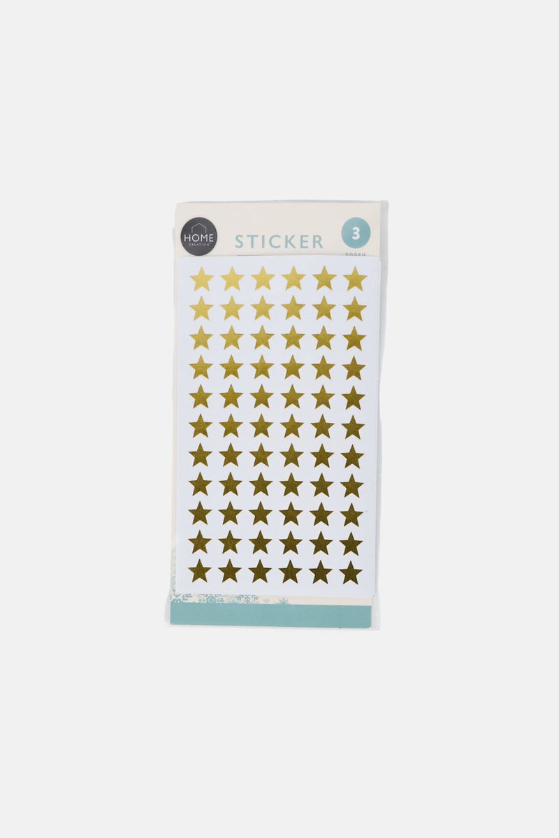 Home Creation 3 Sheets Stars Sticker, Gold - Image 2