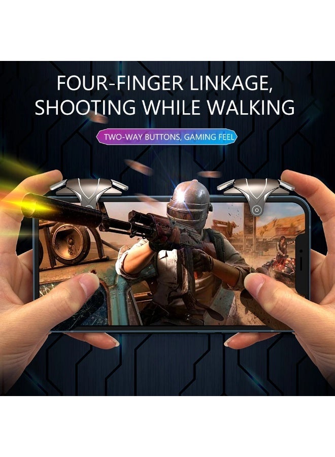 أزرار تحكم دقيقة للألعاب على الهواتف الذكية (متوافقة مع iOS وAndroid)، مصممة لتعزيز التحكم في ألعاب التصويب (FPS) والأكشن بفضل الاستجابة السريعة والتصميم المريح وسهولة التركيب، كما أنها سهلة الحمل للعب في أي مكان. - Image 1