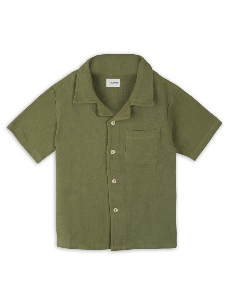 Kidbea Organic Cotton Shirt & Pant Co-ord Set for Kids Comfortable Summer wear | Stylish Short-Sleeve Shirt & Comfy Shorts (Green, 5-6 Years) - Image 3