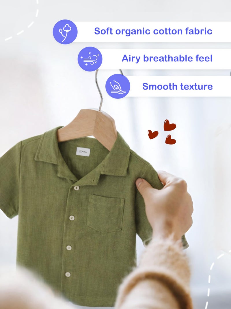 Kidbea Organic Cotton Shirt & Pant Co-ord Set for Kids Comfortable Summer wear | Stylish Short-Sleeve Shirt & Comfy Shorts (Green, 5-6 Years) - Image 5