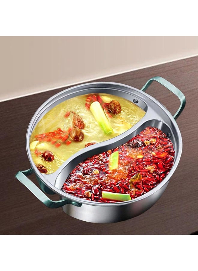 JISADER 316 Stainless Steel Pot with Divider Shabu Shabu Pot Easy to Clean Divided Hot Pot for Household Home Party Family Gathering, 32cm - Image 4