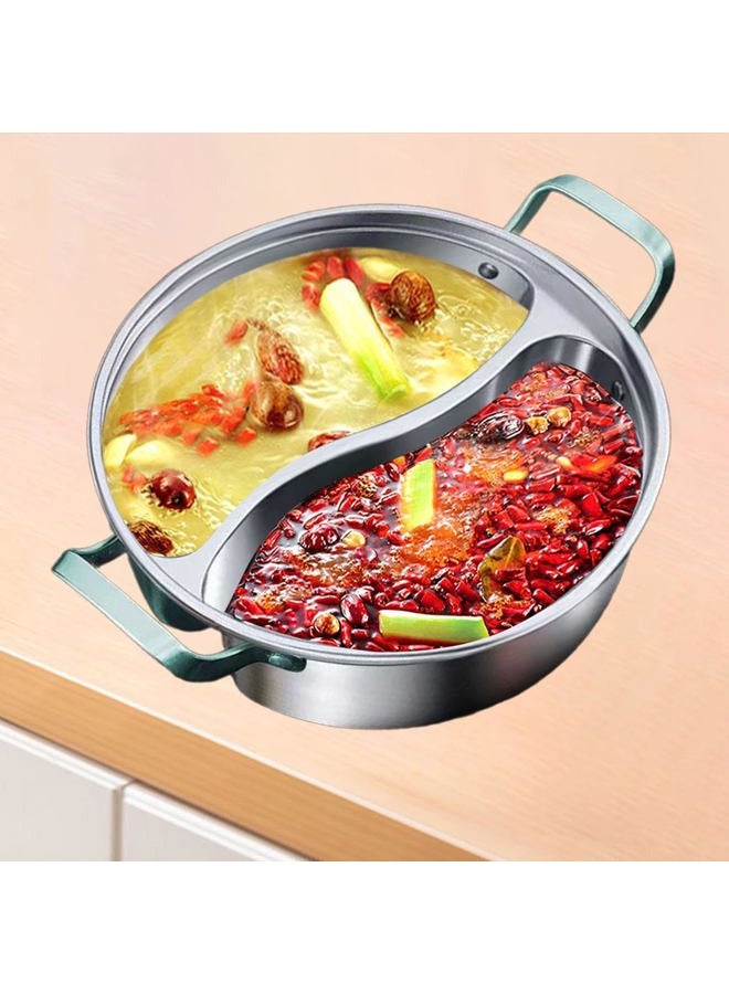 JISADER 316 Stainless Steel Pot with Divider Shabu Shabu Pot Easy to Clean Divided Hot Pot for Household Home Party Family Gathering, 32cm - Image 5