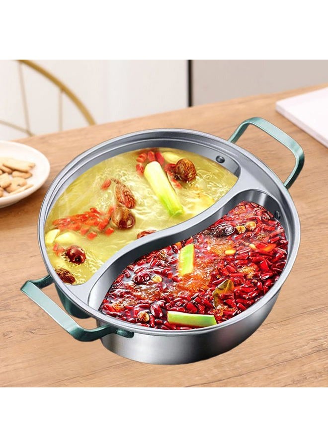 JISADER 316 Stainless Steel Pot with Divider Shabu Shabu Pot Easy to Clean Divided Hot Pot for Household Home Party Family Gathering, 32cm - Image 3