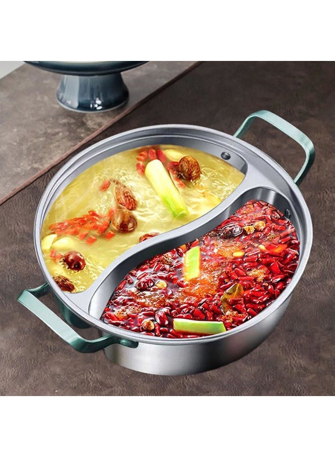 JISADER 316 Stainless Steel Pot with Divider Shabu Shabu Pot Easy to Clean Divided Hot Pot for Household Home Party Family Gathering, 32cm - Image 2