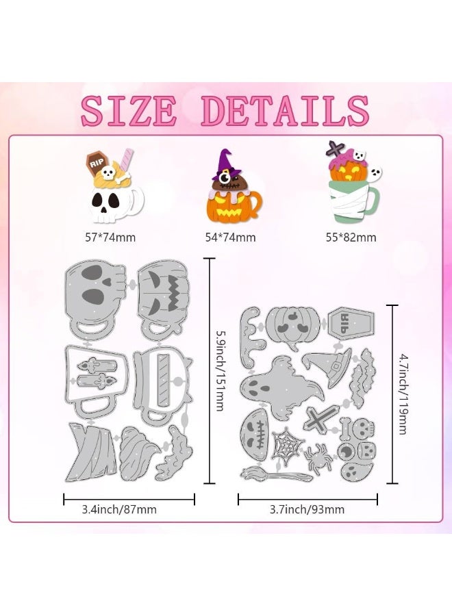Home Trove Halloween Cutting Dies Skull Cup Die Cut Carbon Steel Die Cuts Card Stencils Embossing Template For Halloween Scrapbooking Invitation Card Making Diy Craft Paper Albums Decor  - Image 2