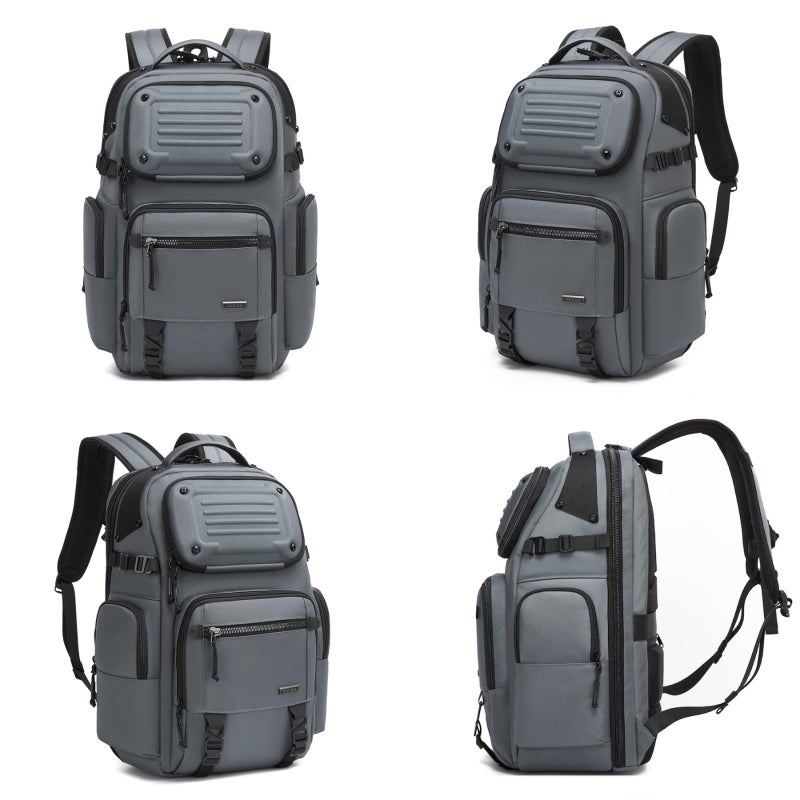 OZUKO حقيبة ظهر تكتيكية للعمل والسفر والاستخدام الخارجي بتصميم مضاد للسرقة ومقاوم للماء سعة 25 لتر، رمادي، 9891 - Image 4