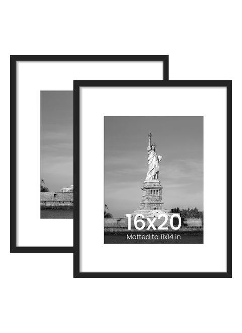 ENJOYBASICS 16x20 Picture Frame Display Poster 11x14 with Mat or 16 x 20 Without Wall Gallery Photo Frames Black 2 Pack