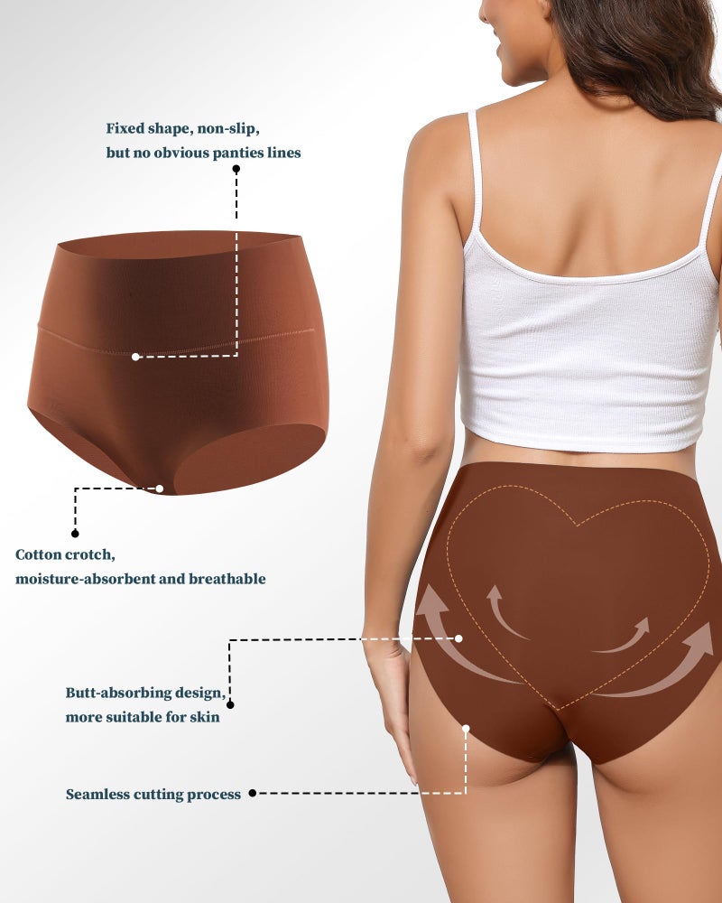 LEVAO High Waist Seamless Underwear for Women No Show Panties Full Coverage Brief Comfortable Underwear Multi Pack S-XXL - Image 4