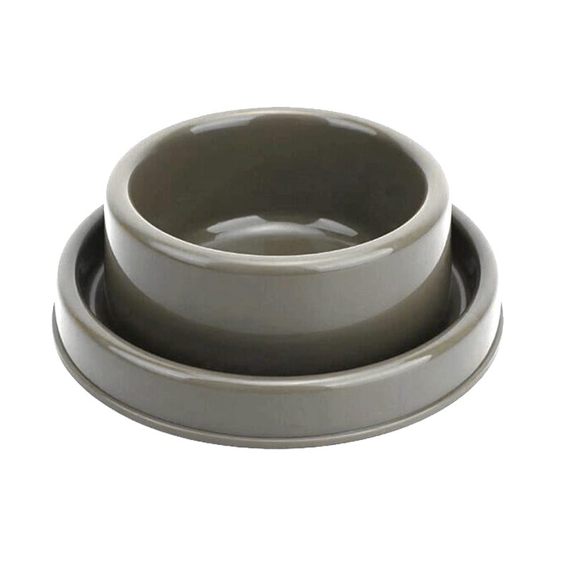 GRPET Ants Away Dog Bowl Cat Puppy Food Bowls Round No Spill Eating Feeder for Small Animals Brown S - Image 1