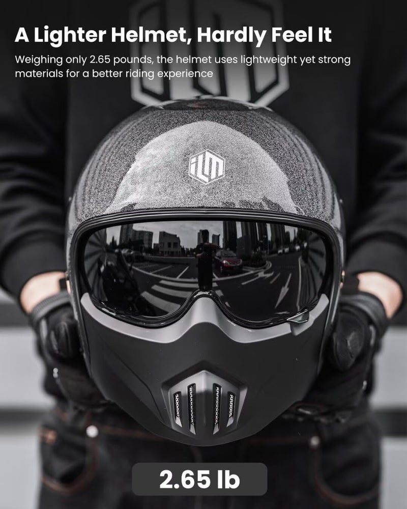ILM Fiberglass Open Face Motorcycle 3/4 Half Helmet with Visor for Men and Women - DOT Model MO310P - Image 4