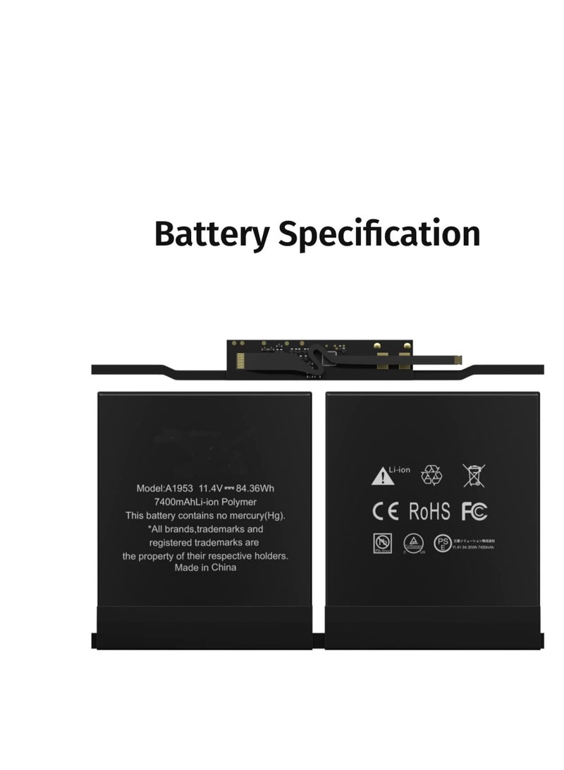 Terabyte A1990 A1953 Battery Replacement for MacBook Pro 15" Touch Bar EMC 3215 3359 Mid 2018 2019 MV902LL/A MV912LL/A MV922LL/A MV932LL/A MV942LL/A MV952LL/A MV962LL/A MV972LL/A MV902B/A MV912B/A - Image 2