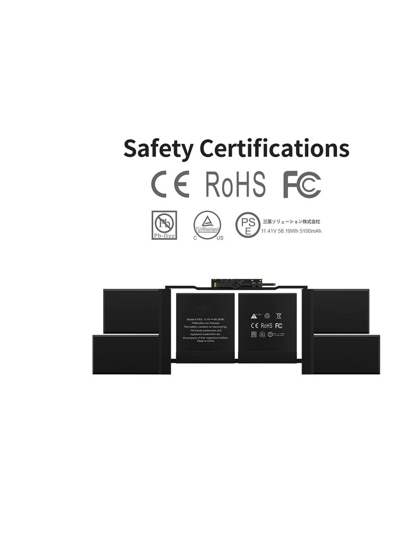 Terabyte A1990 A1953 Battery Replacement for MacBook Pro 15" Touch Bar EMC 3215 3359 Mid 2018 2019 MV902LL/A MV912LL/A MV922LL/A MV932LL/A MV942LL/A MV952LL/A MV962LL/A MV972LL/A MV902B/A MV912B/A - Image 3